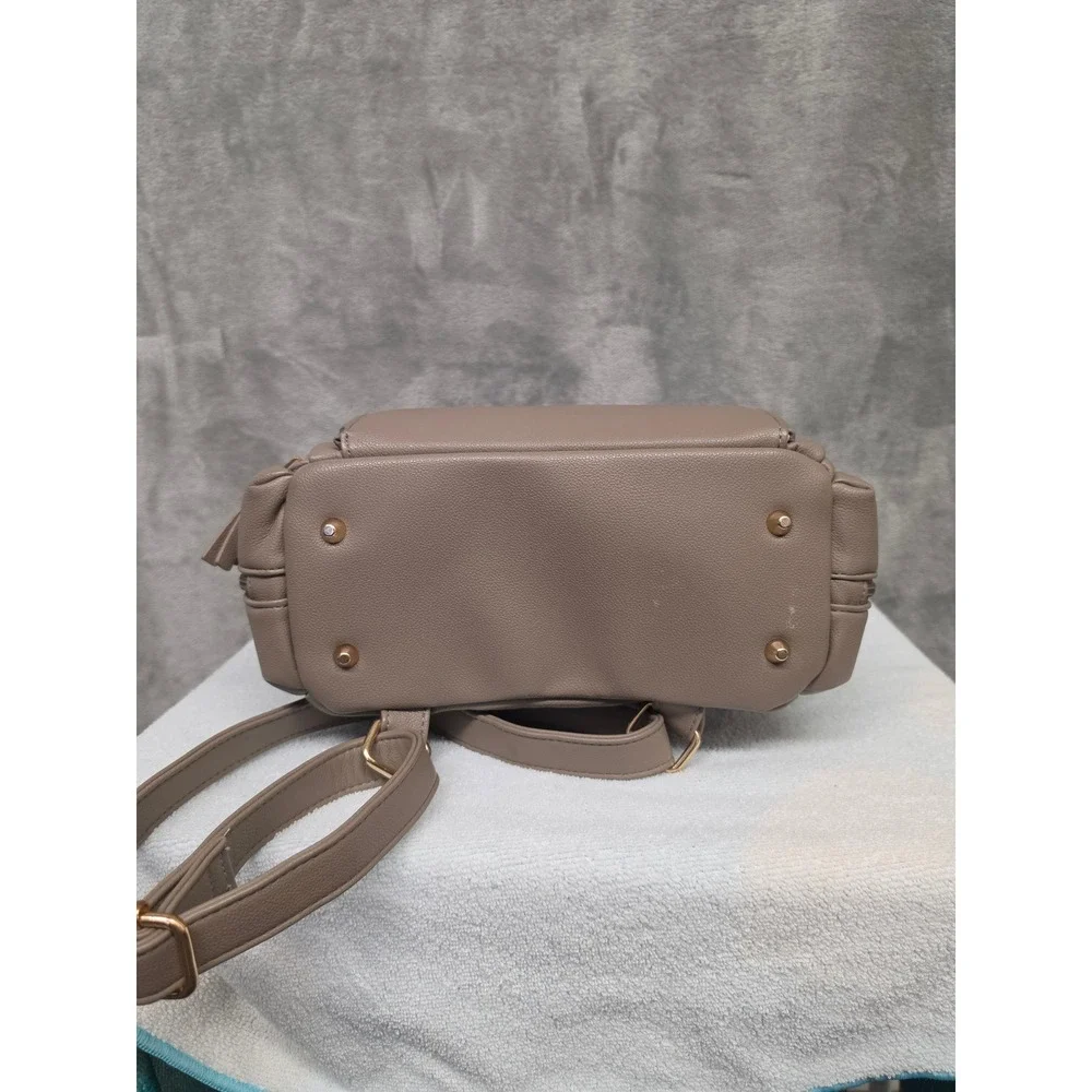 Ayla & Co The Mini Taupe Vegan Leather Diaper Bag Backpack Organizer Taupe